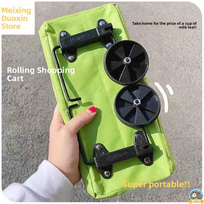 Pull Cart Fold - Portable Folding Shopping Cart with Wheels