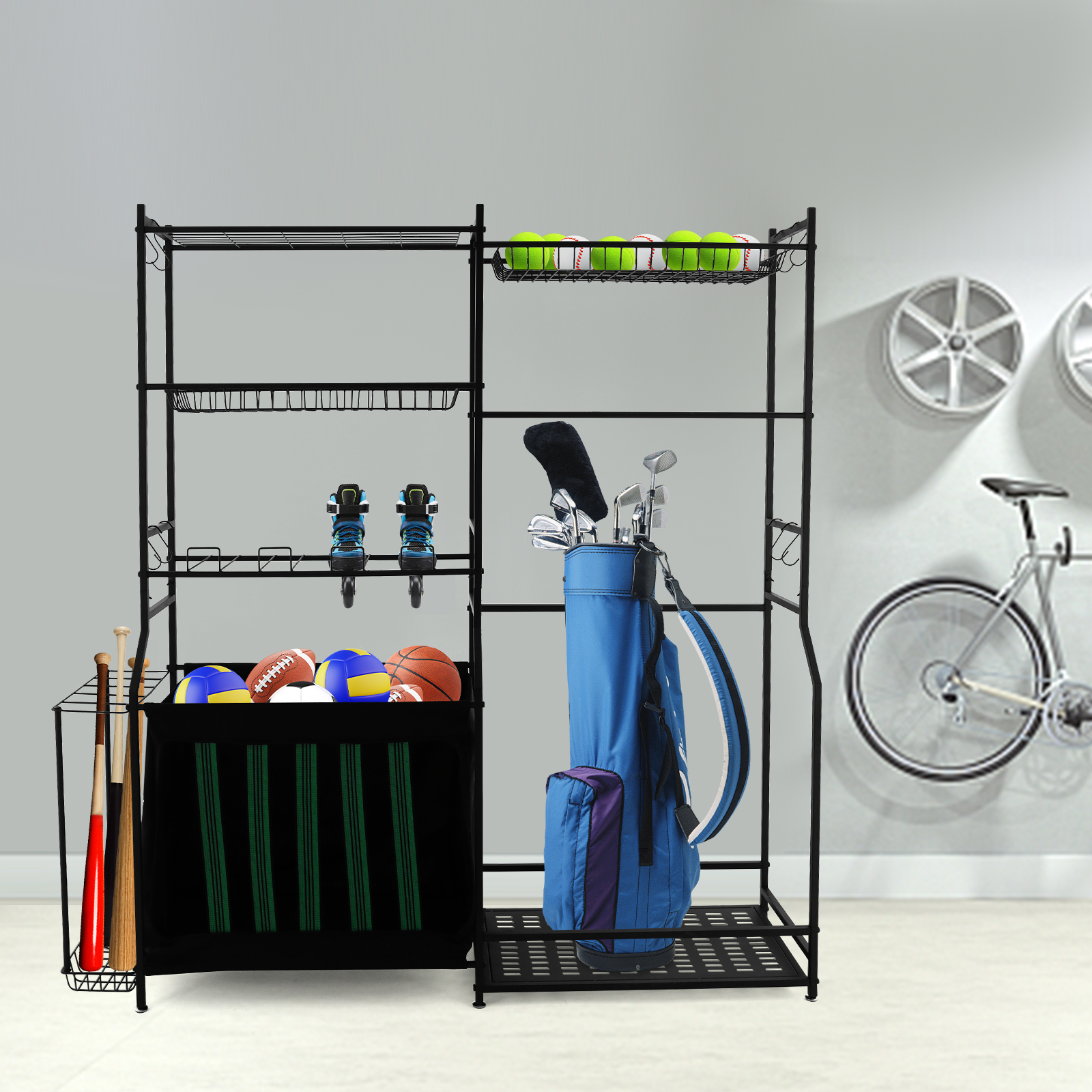 Golf Equipment Garage Storage - Sports Equipment Storage Rack Multi-Tier Shelves