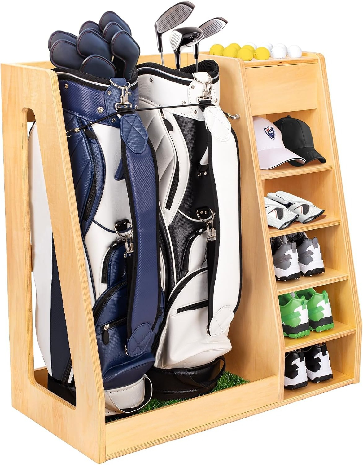 Golf Equipment Garage Storage - Premium Birch Plywood Golf Bag Storage