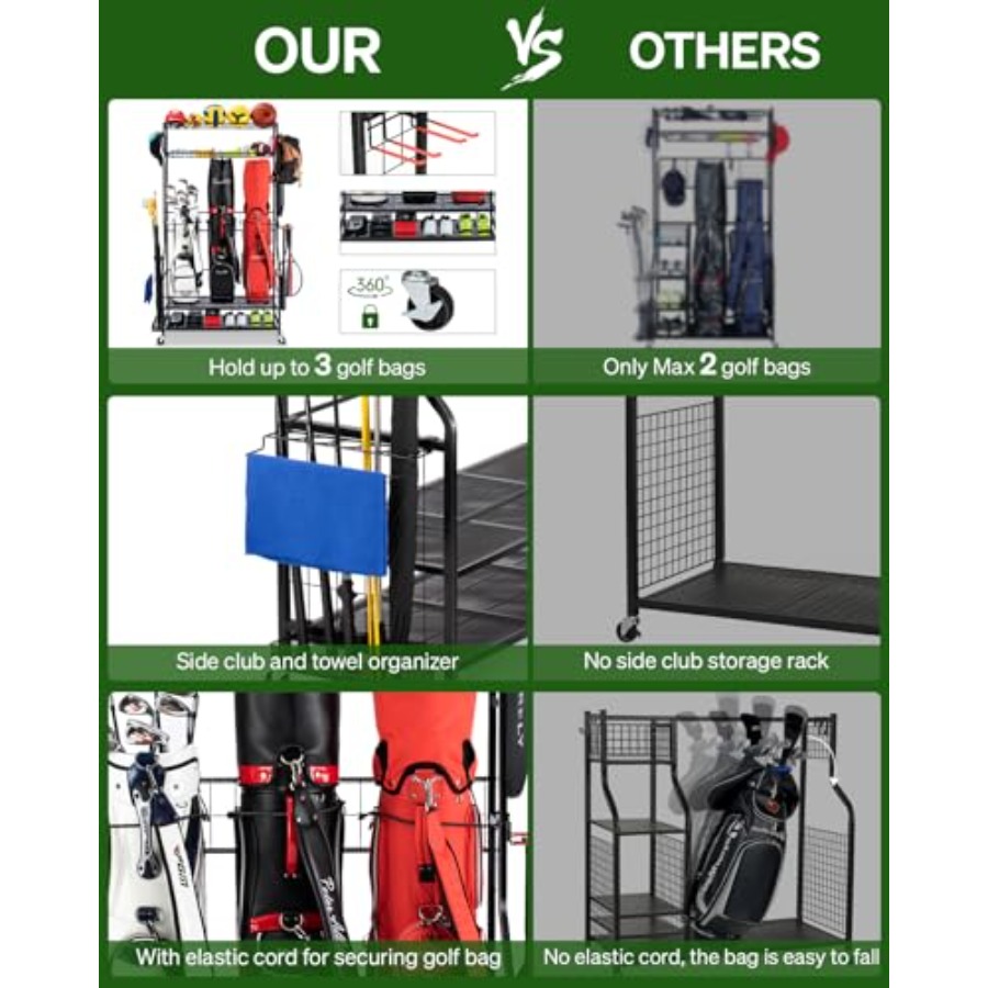 Golf Bags Storage Garage Organ – Golf Equipment Garage Storage Bewertung und Preis
