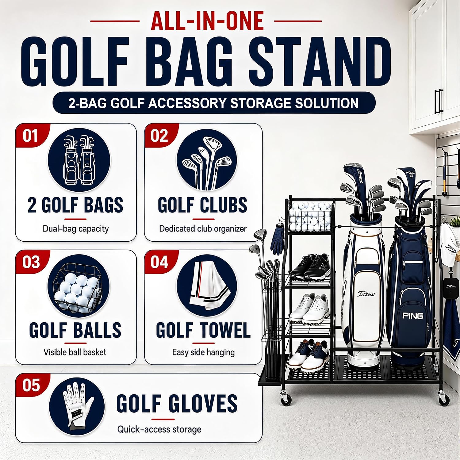 Heavy Duty Golf Bag Storage Ra – Golf Equipment Garage Storage Bewertung und Preis