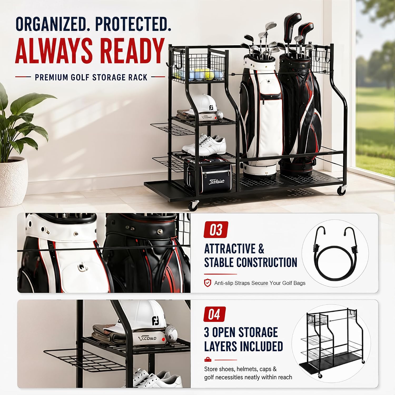 Heavy Duty Golf Bag Storage Ra – Golf Equipment Garage Storage Bewertung und Preis