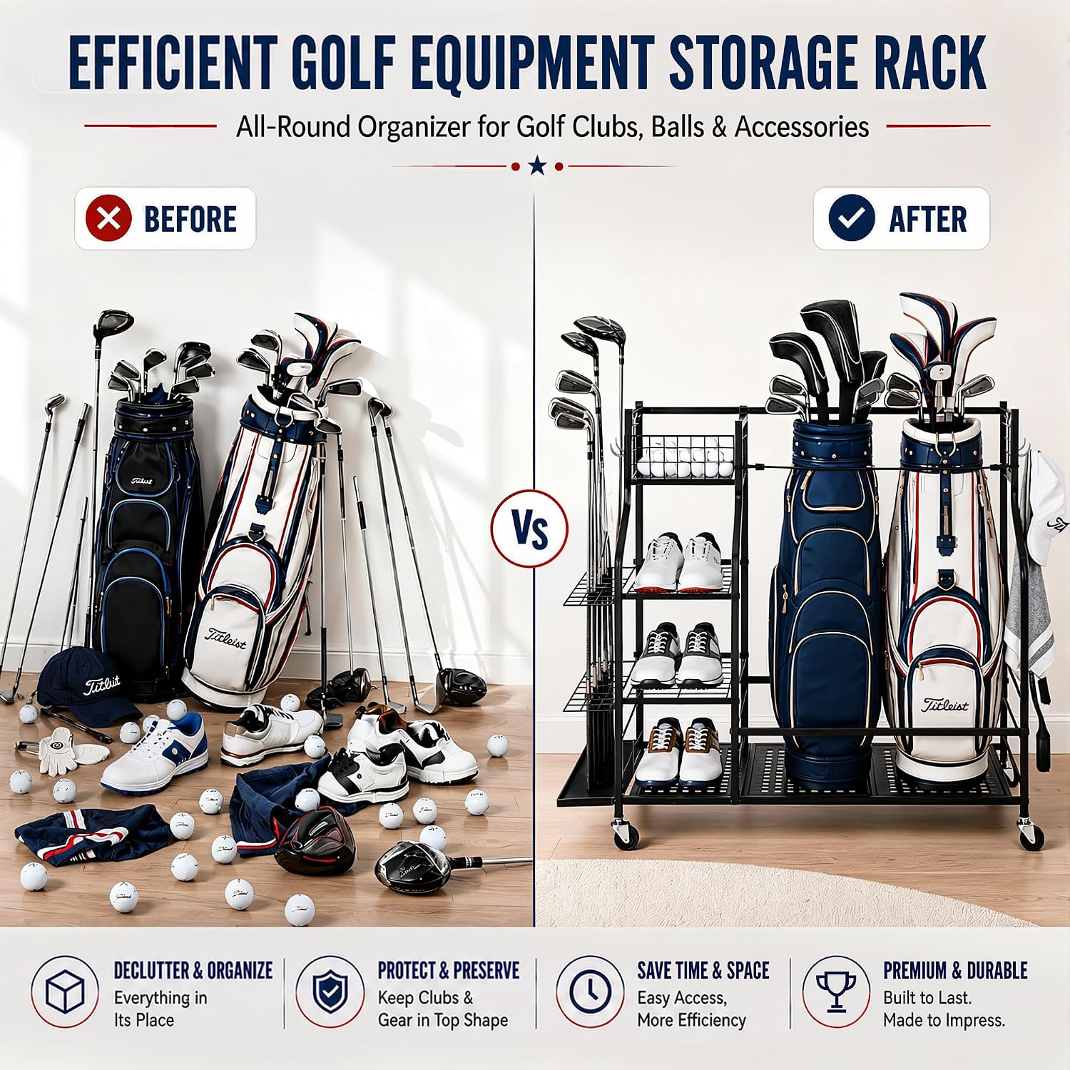 Heavy Duty Golf Bag Storage Ra – Golf Equipment Garage Storage Bewertung und Preis