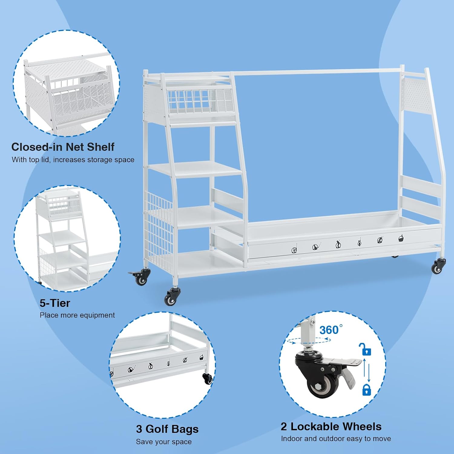 Metal Golf Bag Storage Garage  – Golf Equipment Garage Storage Bewertung und Preis