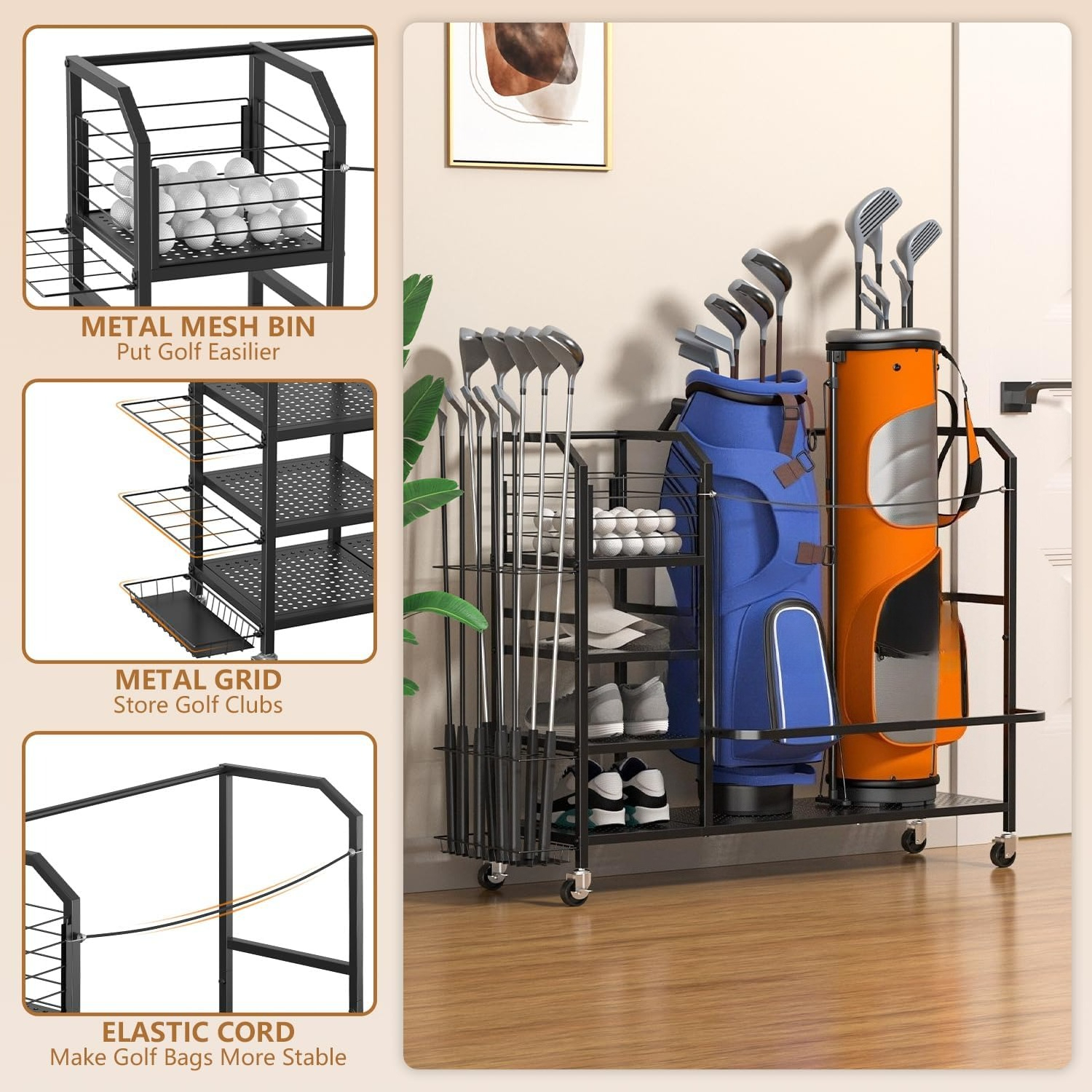 Golf Bag Storage, Big Capacity – Golf Equipment Garage Storage Bewertung und Preis